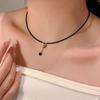 Diamond-encrusted Black Crystal Fringed Necklace, New Niche Design Versatile Collarbone Chain Light Luxury High-end Neck Chain Women