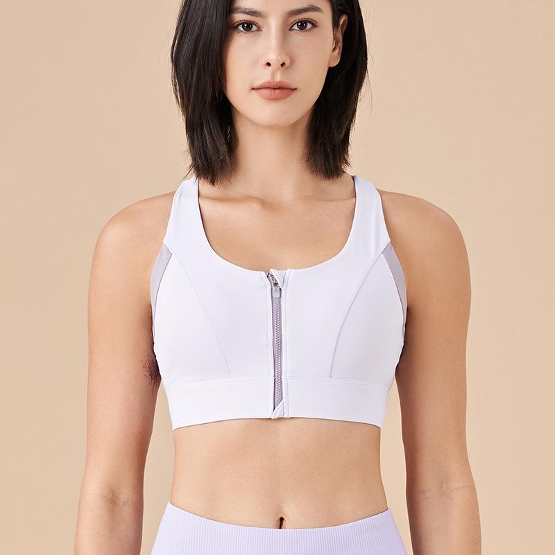 Women's High Impact Front Zip Sports Bra - Summer Shockproof, Stylish Back, Supportive for Running & Yoga