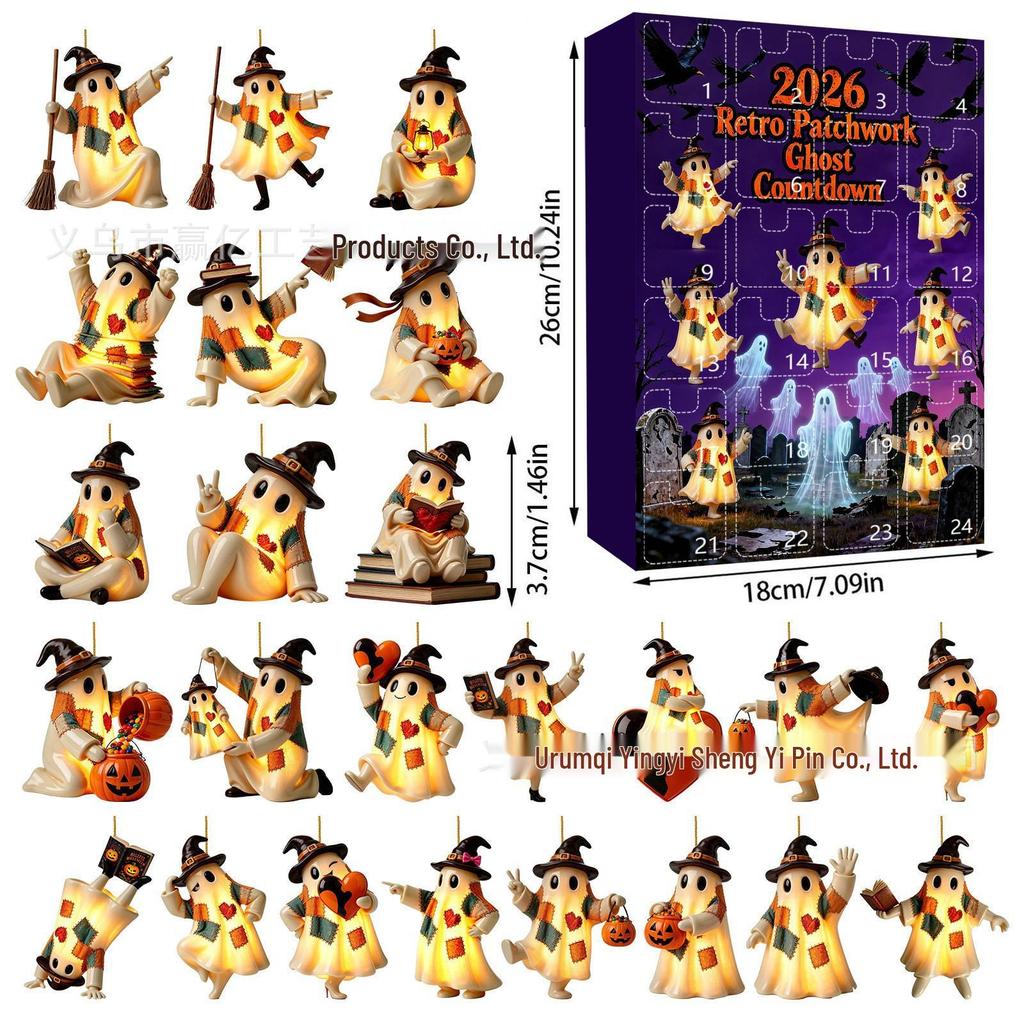 2026 Halloween Witch, Ghost & Goblin Countdown Calendar with Acrylic Pendant Blind Box