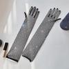 Sexy Netzhandschuhe für Damen, dünnes, hohles, glitzerndes Bohrmuster, Ballsaal, Pole Dance, Halloween, Rollenspiel-Accessoires
