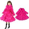 Pink Winter Long Sleeve Warm Cardigan Midi Coat for Barbie Doll Outfits Clothes for Barbie's Coat Kids Toy Playhouse Accessories
