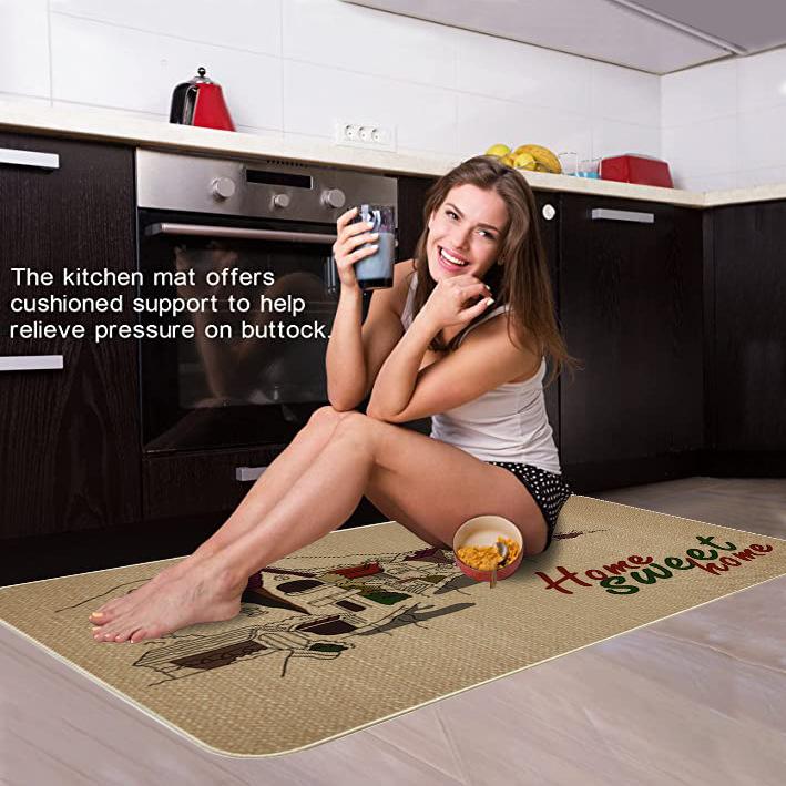 Linen Carpet Floor Mat, Door Mat, Kitchen Non Slip Rubber Foot Mat, Bathroom Door Mat Absorbent Pad