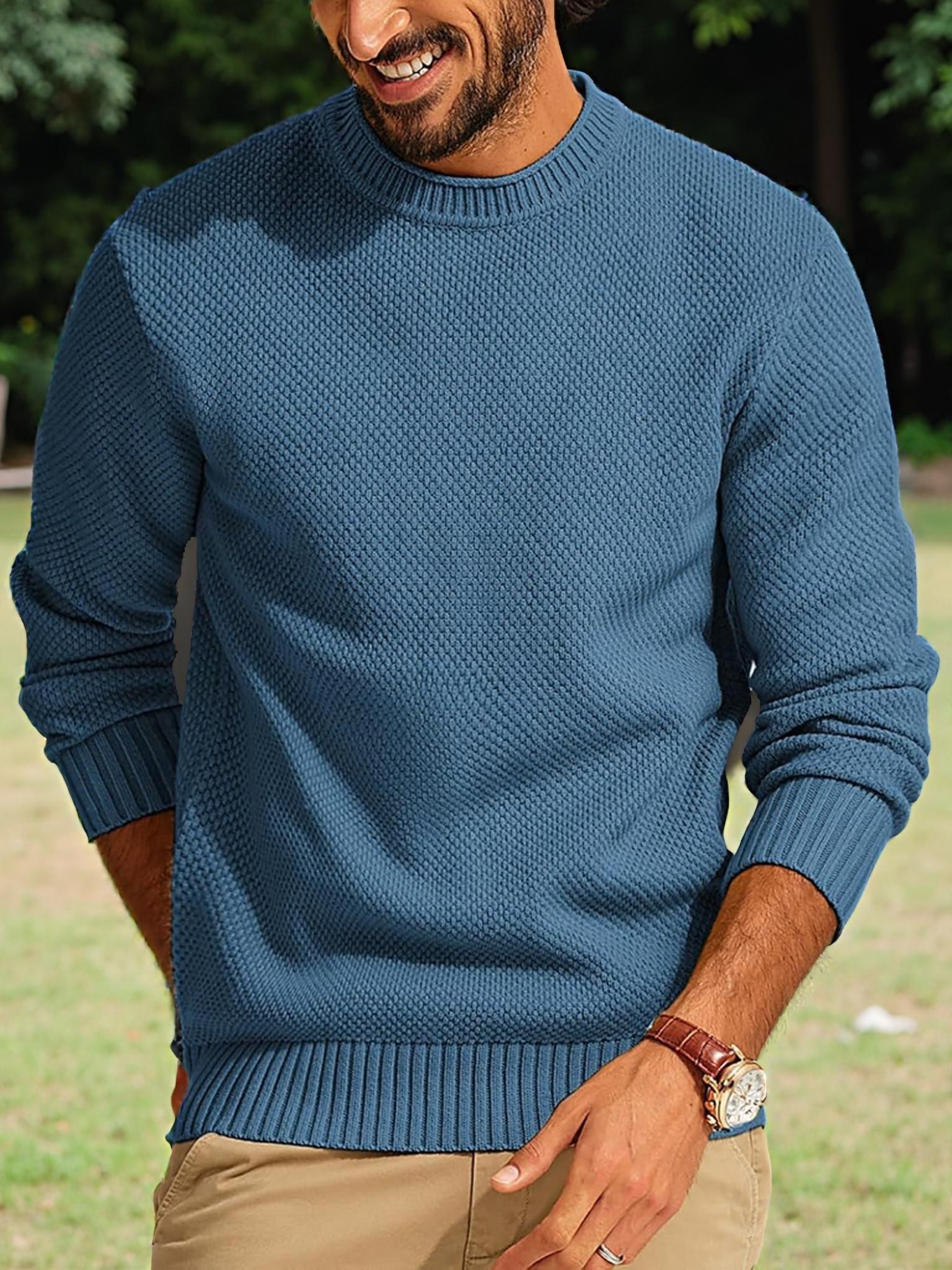

Men s Outdoor Casual Loose Plain Round Neck Sweater Pullover Knitwear XL