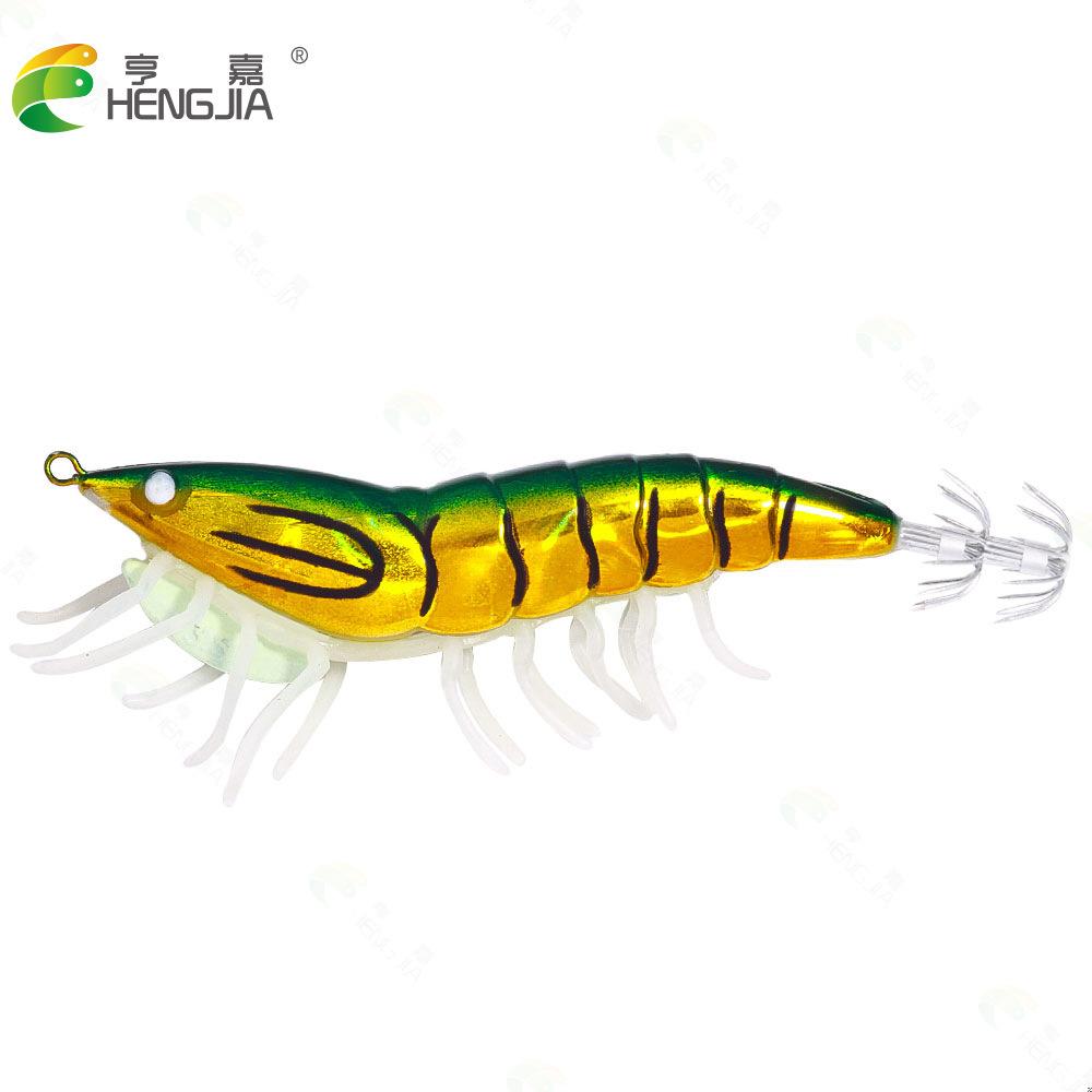 11CM22GLuminous Squid Shrimp Fake Bait Wood Shrimp Lure Bait Bionic Fishing Bait Universal for Freshwater and Saltwater