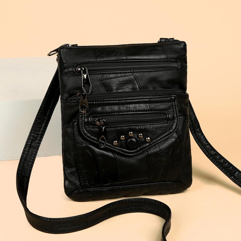 Women's Soft Leather Shoulder Bag Multi-Layer Crossbody Bag