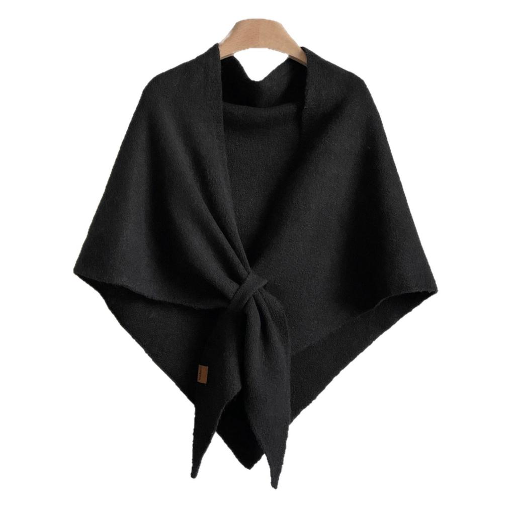 Luxury Faux Cashmere Triangle Shawl Cape Women Soft Knit Warm Solid Color Poncho Scarf Casual Loose Wrap