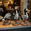 3Pcs Halloween Spooky Skeleton Goose Figurine, Miniature Skeleton Goose Resin Statue, Skeleton Animal Sculpture Desktop Ornament for Home, Office,