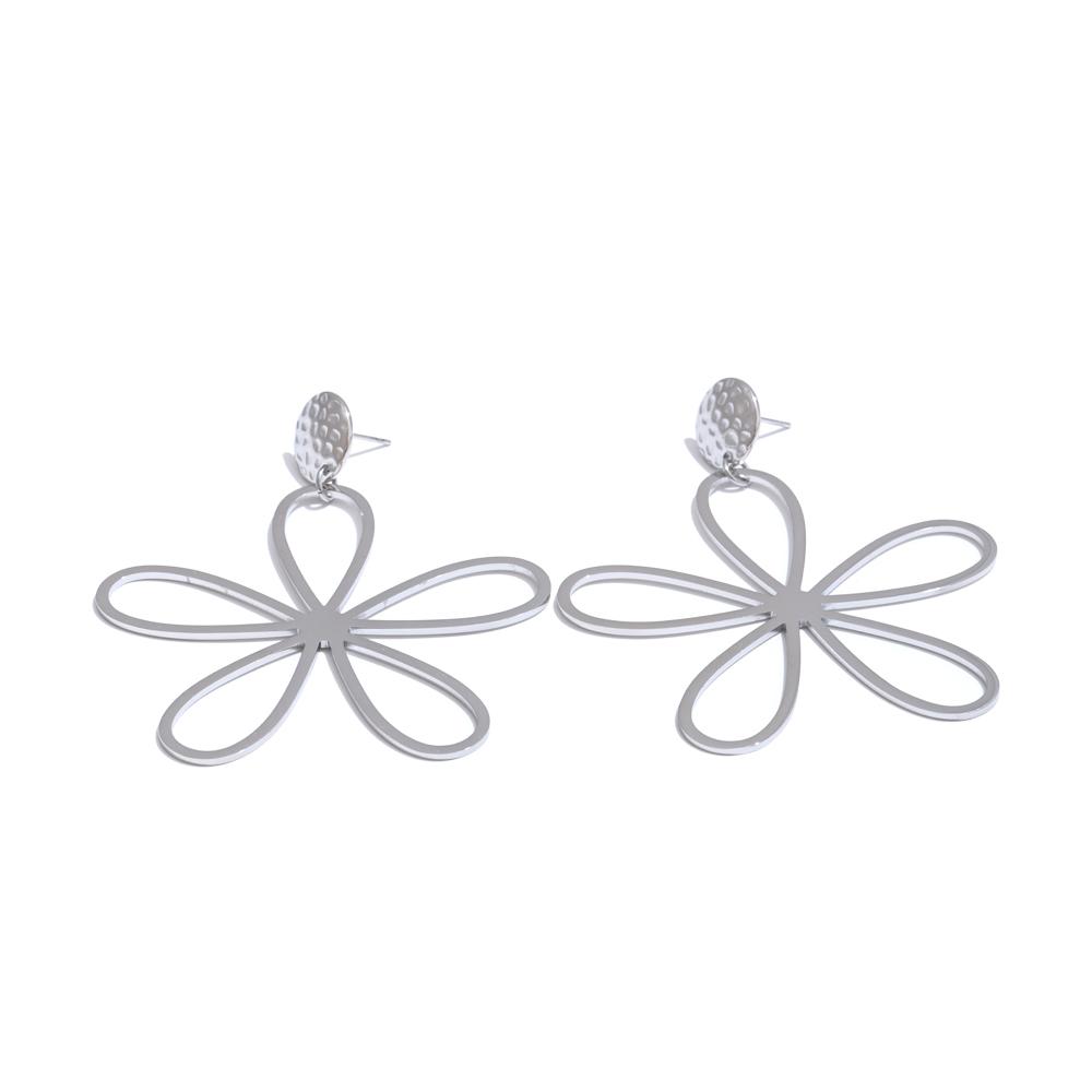 

Yhpup Popular Style Stainless Steel Big Flower Hollow Drop Earrings for Women Waterproof Trendy Statement Jewelry Accessories