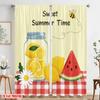 2pcs 2D Flat Printing Window Drapes Sweet Summer Time Lemonade 100% Polyester Without Electricity Seasonal Party & Holiday Decor