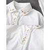 White Cotton Shirts Women Turn Down Collar Embroidered Long Sleeve Blouse Spring Autumn Loose Casual Tops Button Lapel Office Sweet Simple Clothing