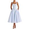 Women's clothing, new spring models in Europe and America, sweet style sub-square neck suspender waist dress