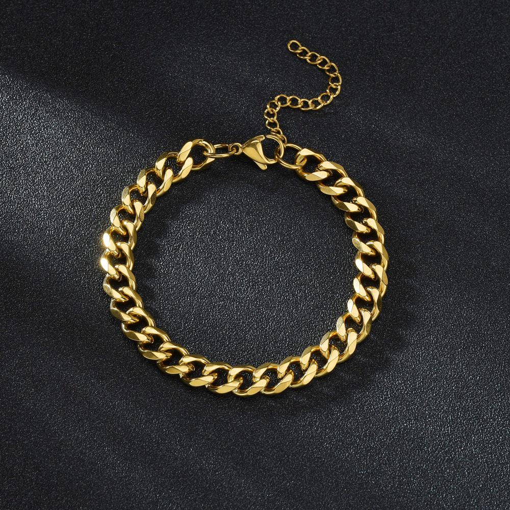 Europäisches Hip-Hop-Titan-Sechsseitiges Cuban-Link-Armband: Trendiger Retro Herrenschmuck aus Edelstahl