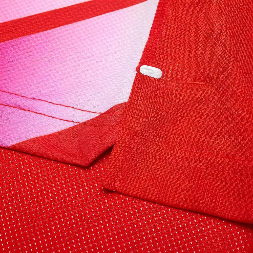 Li-Ning Striped Print Logo Quick-Dry V-Neck Short Sleeve T-Shirt Men Tops Red AAYS237-2