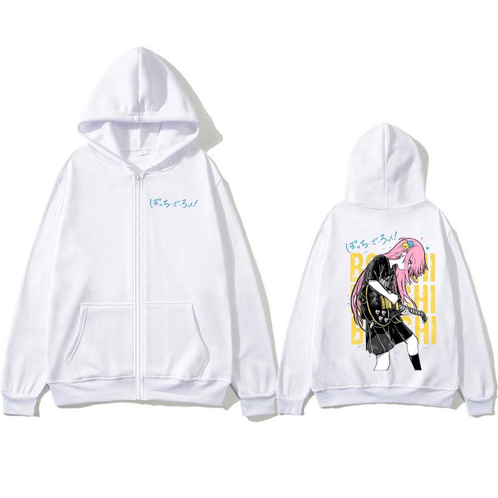 Anime Bocchi The Rock Gotoh Hitori Zipper Hoodies Men Women Fashion Harajuku Long Sleeve Zip Up Hooded Sweatshirts Jackets Coats
