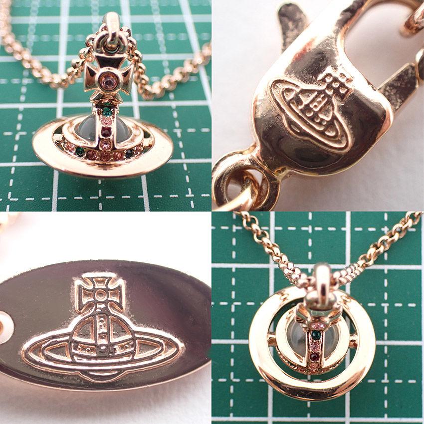 Pre-owned Vivienne Westwood Pink Gold Orb Pendant Necklace (j61-12)