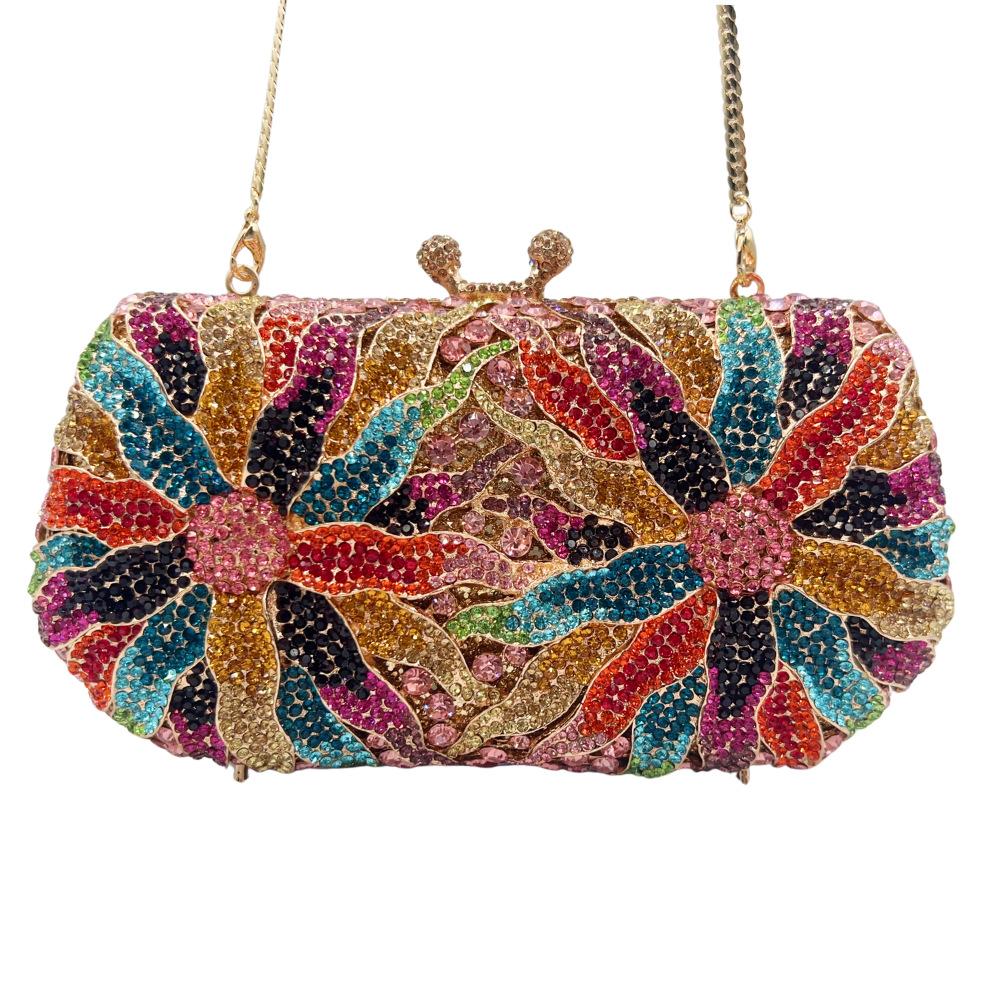 Mermaid Handmade Diamond-encrusted Evening Bag Foreign Trade Empty Metal Hard Box Full of Diamonds Hand Bag for Women Stone Clut