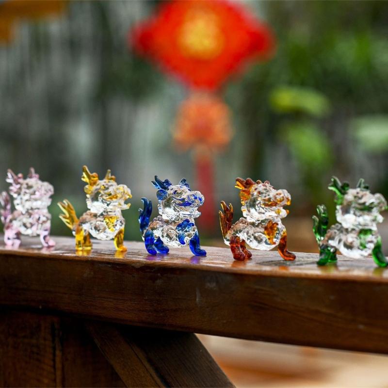 Einzigartiges Drachenornament Mini-Kristallskulptur Drachenornament Drachenminiaturen Figuren Symbol für Glück Reichtum