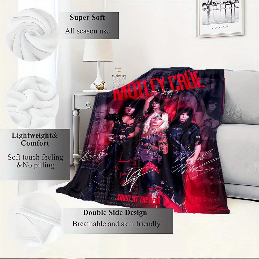 1pc Motley Crue,Glam Rock,ClowneTheme Digital Printed Flannel Blanket, Super Soft Plush Fleece Bed Cover, Multi-Function Four Seasons Hypoal
