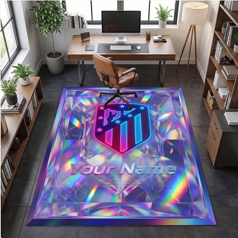 Crystal Velvet Rug Atletico Madrid Print Custom Name Text Floor Mat Home Decor