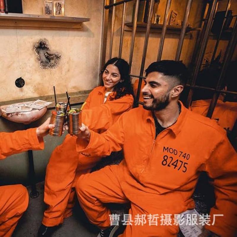 Halloween cos prisoner costume play uniform prisoner uniform prison uniform prisoner suit orange one-piece prisoner suit