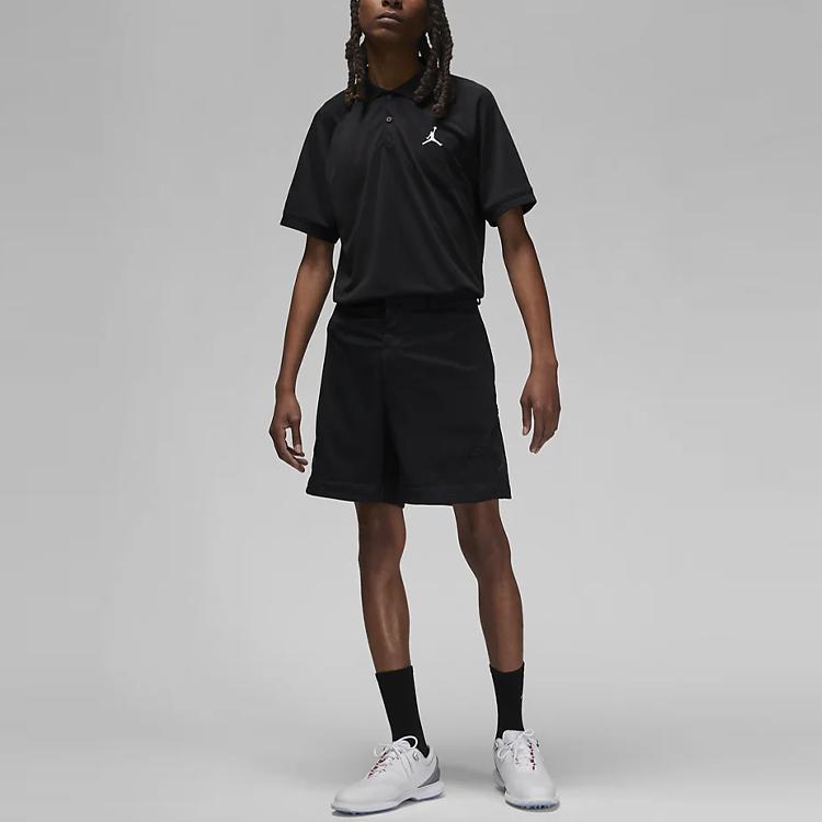 Jordan Dri-Fit Solid Logo Short Sleeve Polo Shirt Men Tops Black DZ0540-010