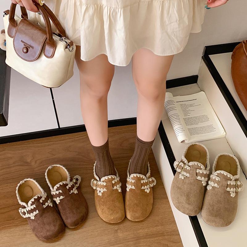 Retro woven platform slippers women wear new lazy one-pedal fashion bag head half slippers