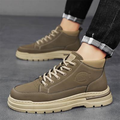 2024 Autumn Shoes for Men Ankle Boots Fashion High Tops Leather Casual Shoes Street Cool Motorcycle Boots
