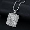 Hot New Hip Hop Jewelry Titanium Steel Gold Plated Diamond Inlaid Animal Lion Head Pendant Necklace