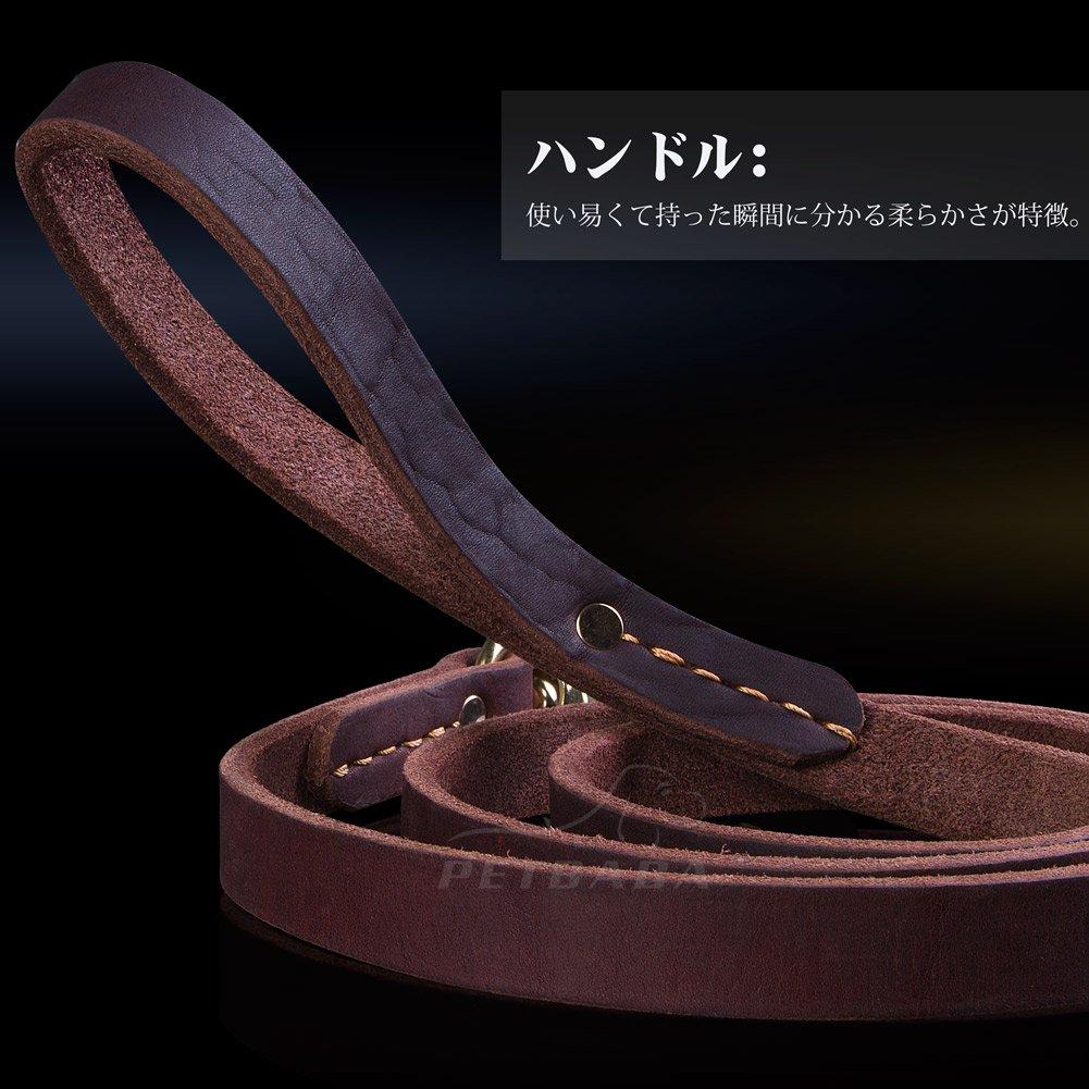 PETBABA Dog Lead Leather Lead Bull Leather Medium Large Dog Lead Genuine Leather Lead Durable Easy to Use Pet Supplies 1.8m Walking/Training/Training