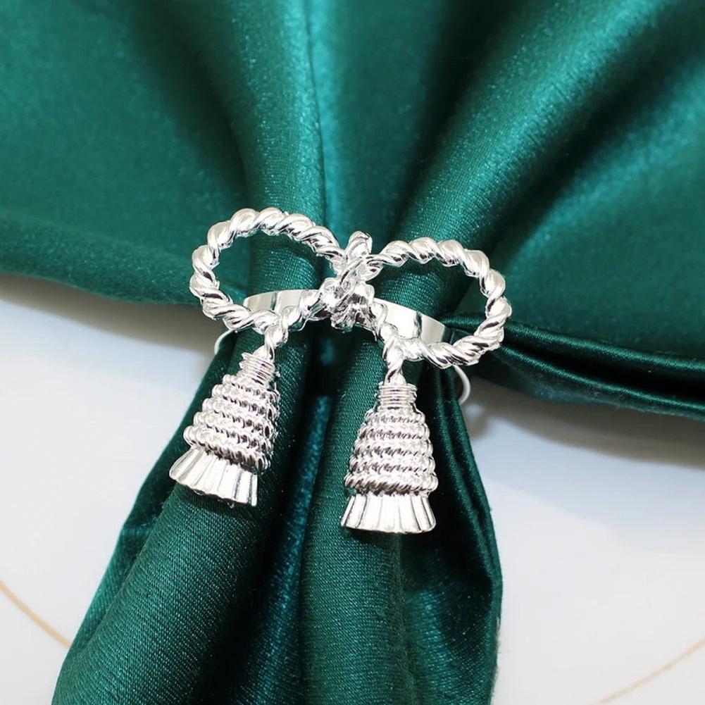 Table Decor Bow Napkin Rings Gold,Silver Elegant Table Decor For Events Kitchen Reusable Set Creative Bow Design