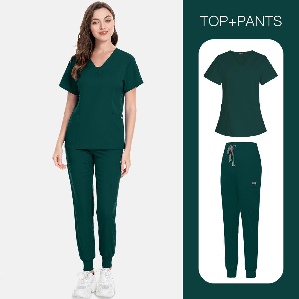 Hot-Selling Nurse Uniforms, Men'S And Women'S Same Scrub, Short-Sleeved Trousers, Two-Piece Set, Thick Casual And Comfortable Work Clothes