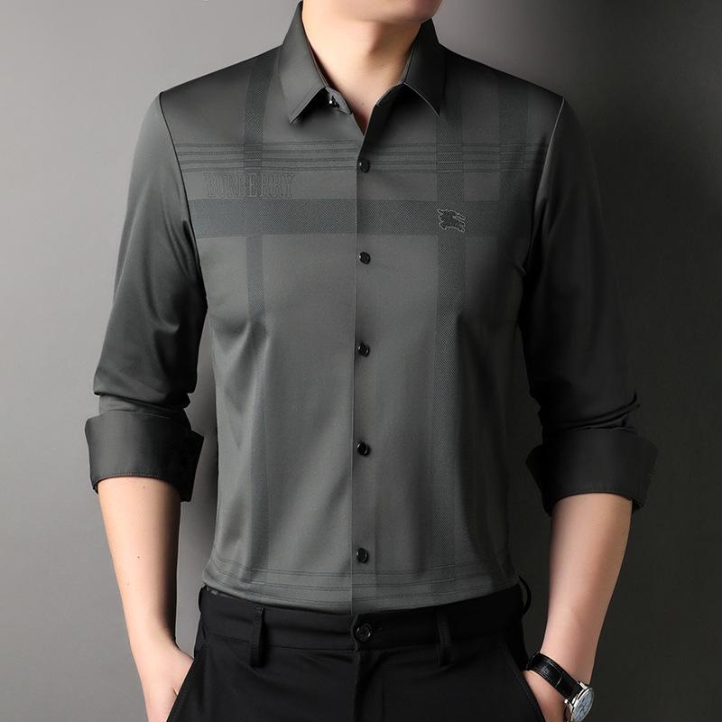 Frühling und Herbst Neue Einfarbig Langarm Hemd Männer der Modische Casual Nahtlose Mittleren Alters Männer der Strickjacke Hemd