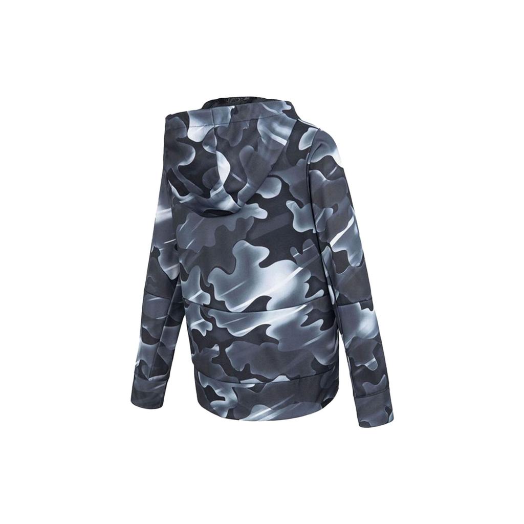 Nike Maskáčová sportovní ležérní mikina s dlouhým rukávem a kapucí Dětské bundy Černá BQ1657-010