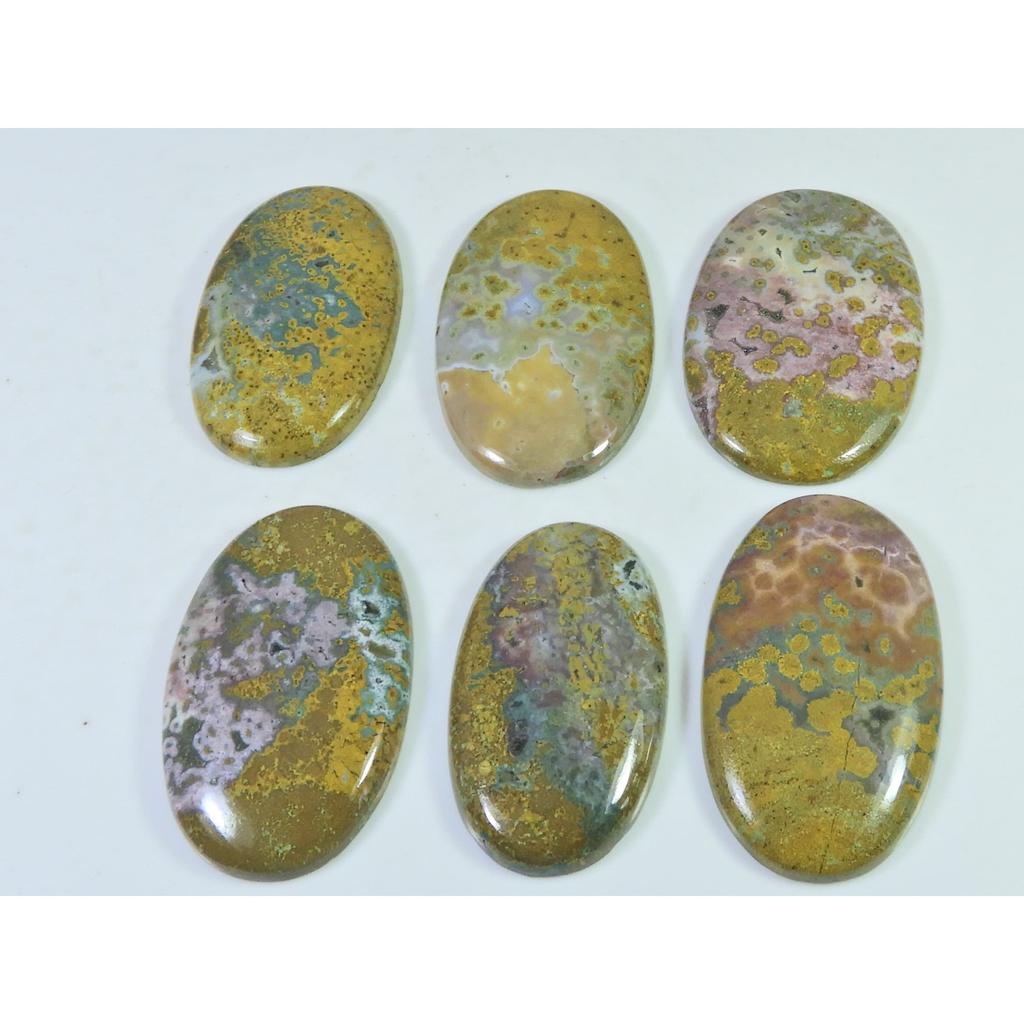 242Cts. Natural Ocean Jasper Oval Cabochon Loose Gemstone 6Pcs Lot 36-40 MM C-1408
