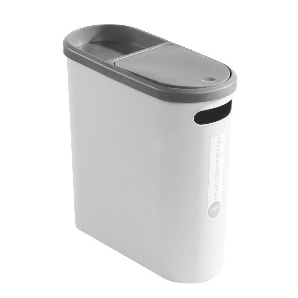 10L Trash Can Plastic Rubbish Bin Creative Semi Automatic Garbage Bin  Small Bathroom Storage