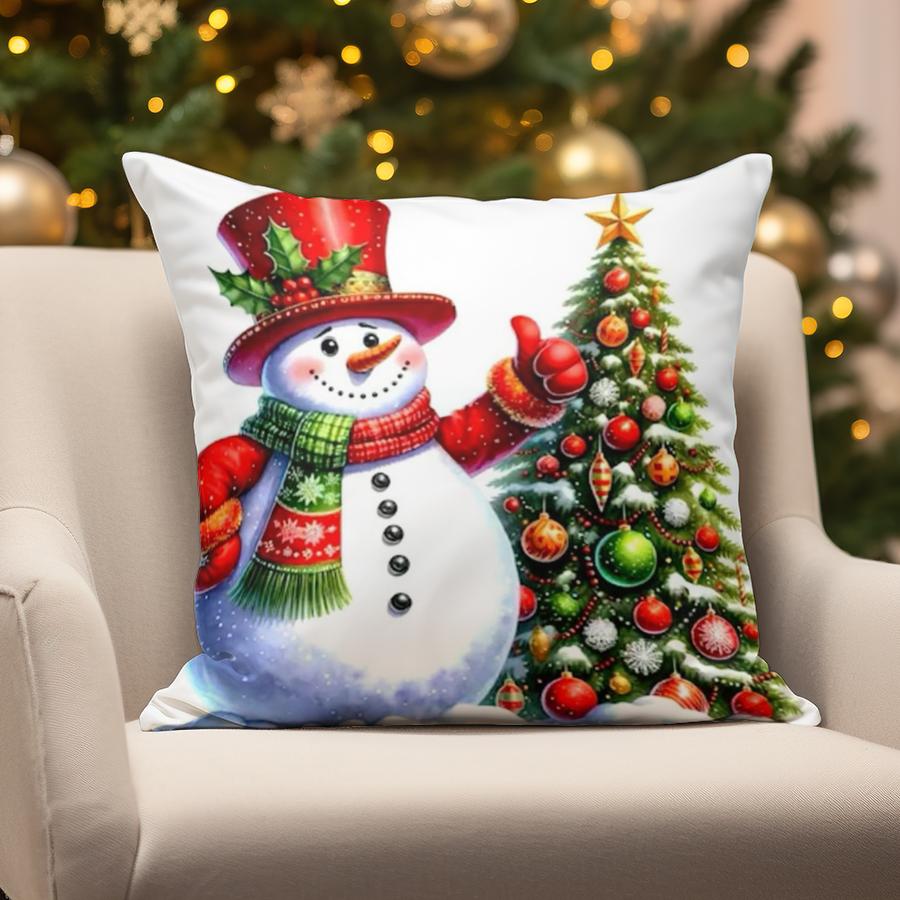 Home Decor Christmas Snowman & Tree Pillows Suitable For Sofa Bedroom Car Pillow Cover Cushion Rectangular Back Cushion