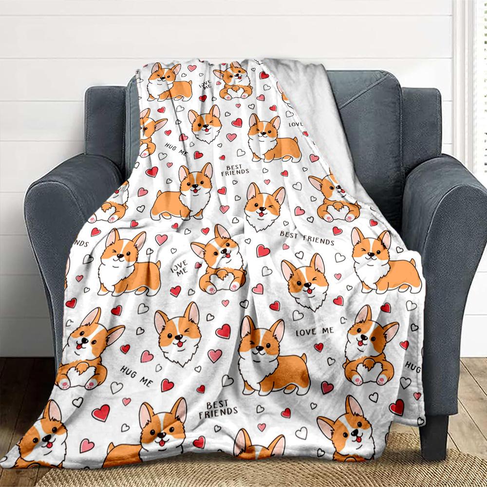 Corgi Love Flannel Blanket Throw Blanket Soft Warm Sofa Bed Camping Car home Decor Unique Christmas Gift C93041