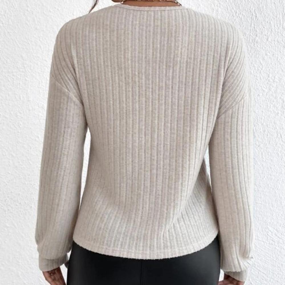 IHUASU Women's Autumn and Winter Niche V-Neck Crossover Pullover Long Sleeve T-Shirt