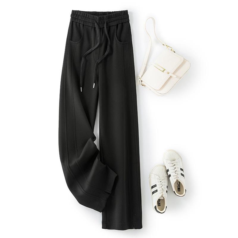 

Beige Wool Acetate Drapey Wide-Leg Pants for Women - Early Spring 2026 Edition 29/XL чёрный