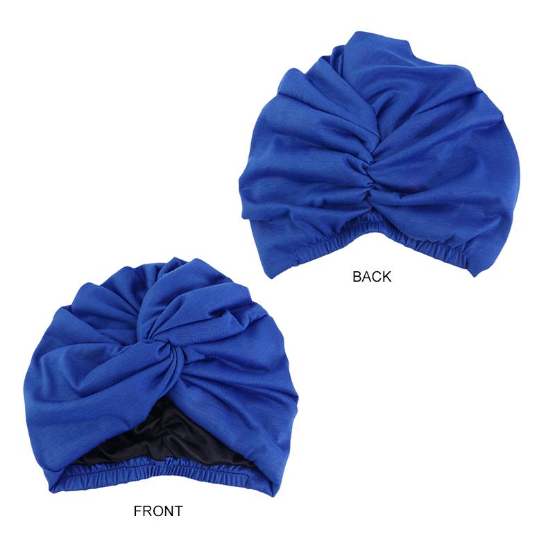 Women Double Layer Satin Linning Stretch Turban Hat Cross Ruffle Chemo Sleep Cap Twist Bandanas Muslim Hijab Headscarf India Hat