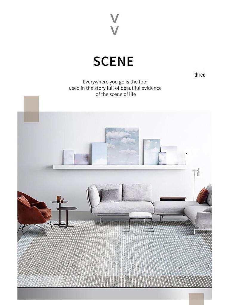 Line Light Luxury Wabi-Sabi Imitation Cashmere Non-Slip Carpet for Living Room, Bedroom, and Porch