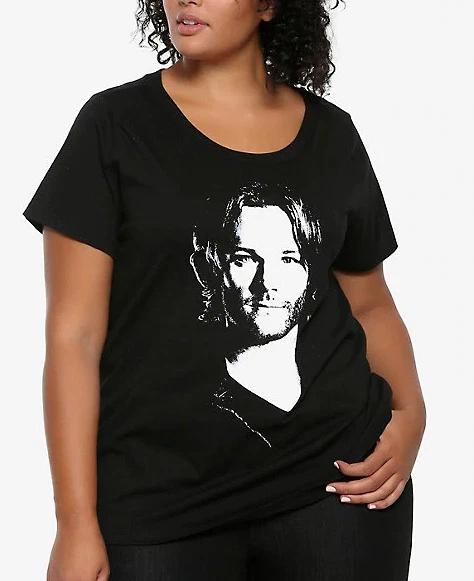 

Supernatural SAM MOOSE Girls Women s Plus Size 100% Cotton T-shirt Mens Tees Top NEW Official S