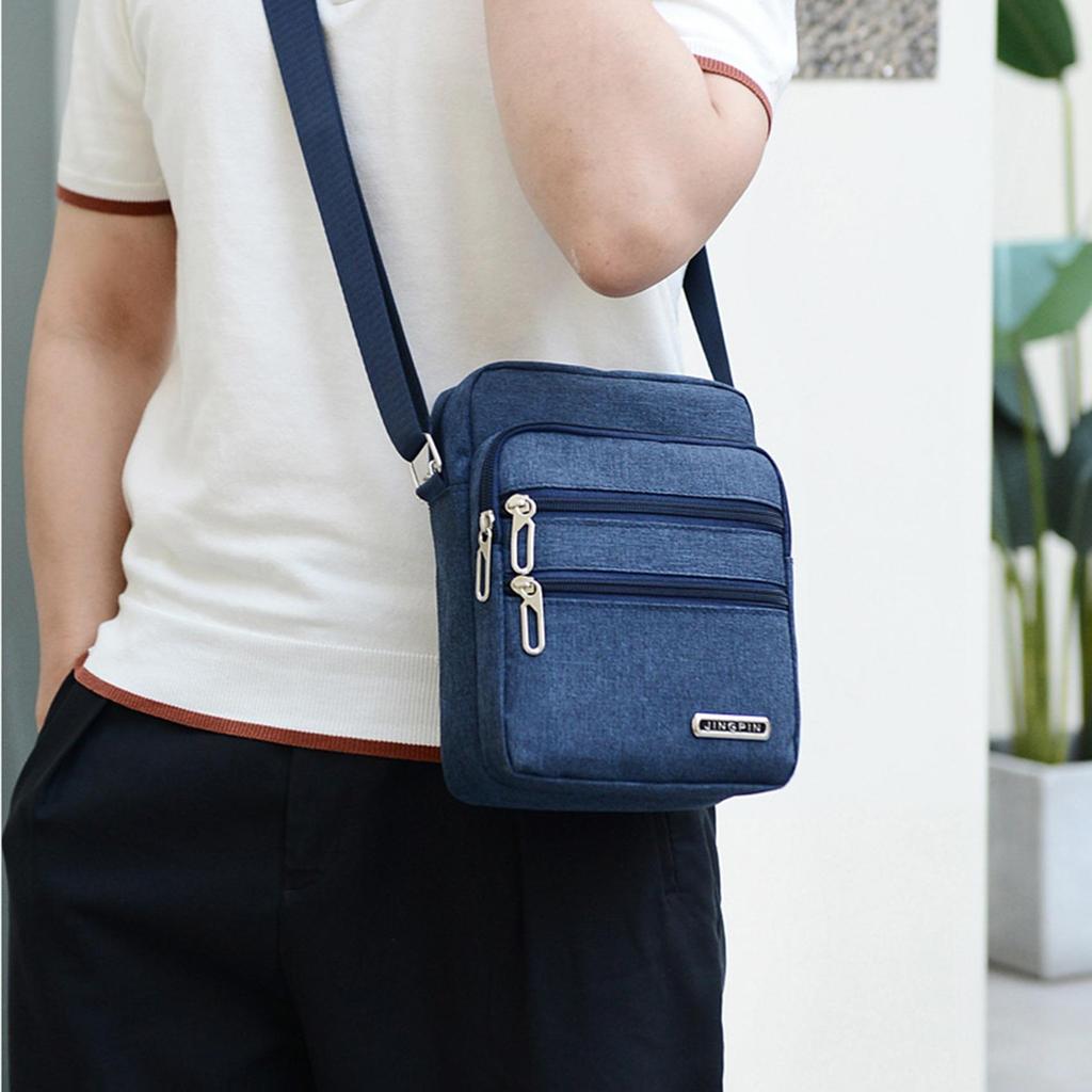 Bolso de hombro para hombre, de negocios, de ocio, de gran capacidad, portátil, con cremallera, multicapa, impermeable, de verano, bolsos cruzados para hombre