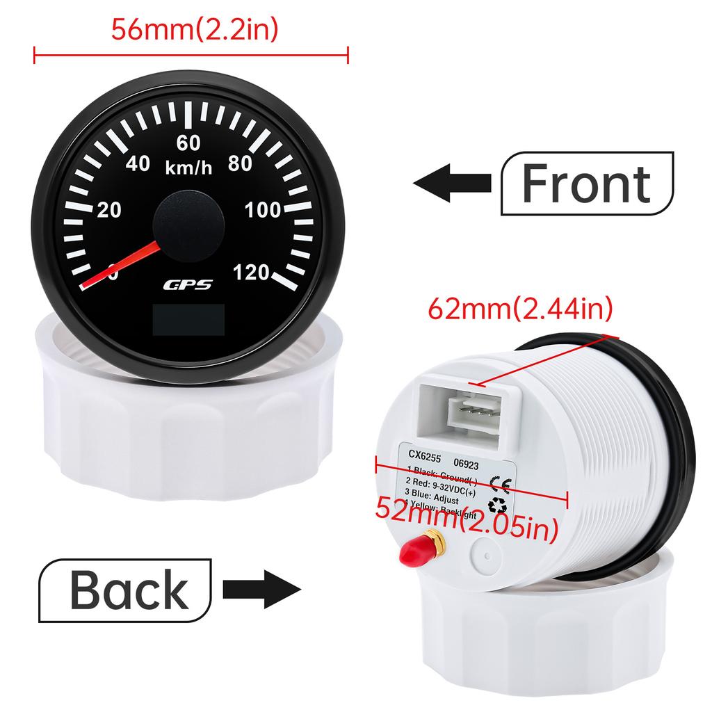200km/h 120km/h 60 km/h Waterproof 52MM GPS Speedometer Speed Odometer with Antenna 7 Colors Light Universal For Car Boat Marine