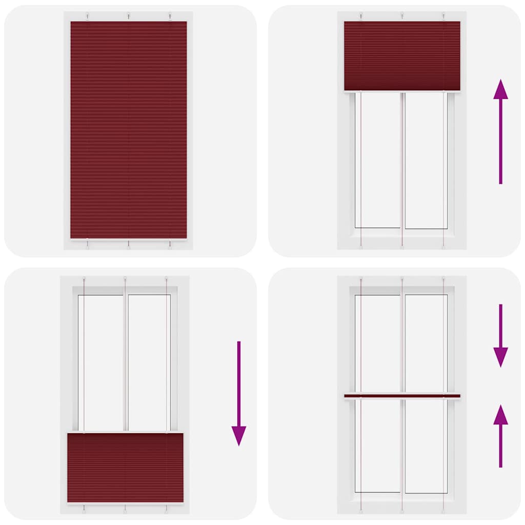 Burgundy Red Pleated Blind 105X200 Cm Fabric Width
