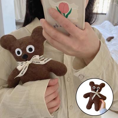 Bear Plush Doll Eyes Adorable Lace-up Bow Big Plushies Biscuit Bear Toy Companion Soothing Stuffed Animal