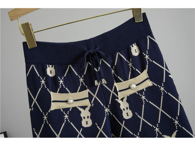 Women's Autumn/Winter Knitted Cardigan & High Waist Wide-Leg Pant Set - Little Fragrance Style Two-Piece Sweater Coat.