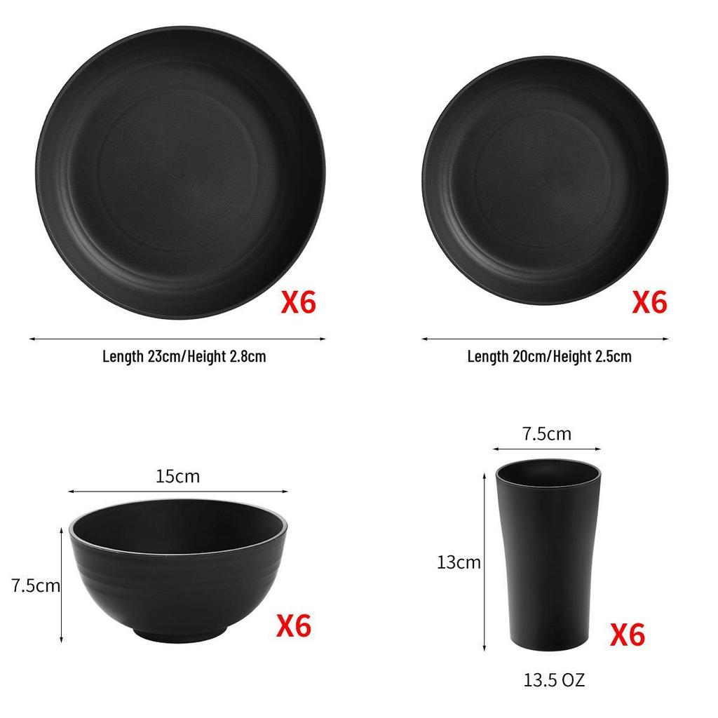 Eco-Friendly Wheat Straw 24-Piece Dinnerware Set: Plates, Bowls, Cups & Cutlery