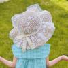 Girls Summer Lace Brim Bucket Hat Baby Sun Protection Cap Stylish Wide Brim Beach Hat for Toddlers Outdoor UV Shield