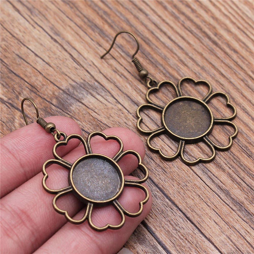 Drop & Dangle Earring Round Ear Hook Glass Cabochon Base Setting Tray Minimalist Jewelry ComponentsEarring Size 18x19mm QE025